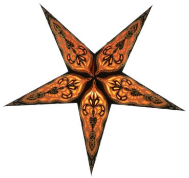 Baby Sumita Black / Orange - Foldable glowing Paperstar with 5 points, 40 cm